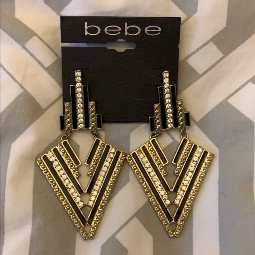 bebe Art Deco & Crystal statement earrings